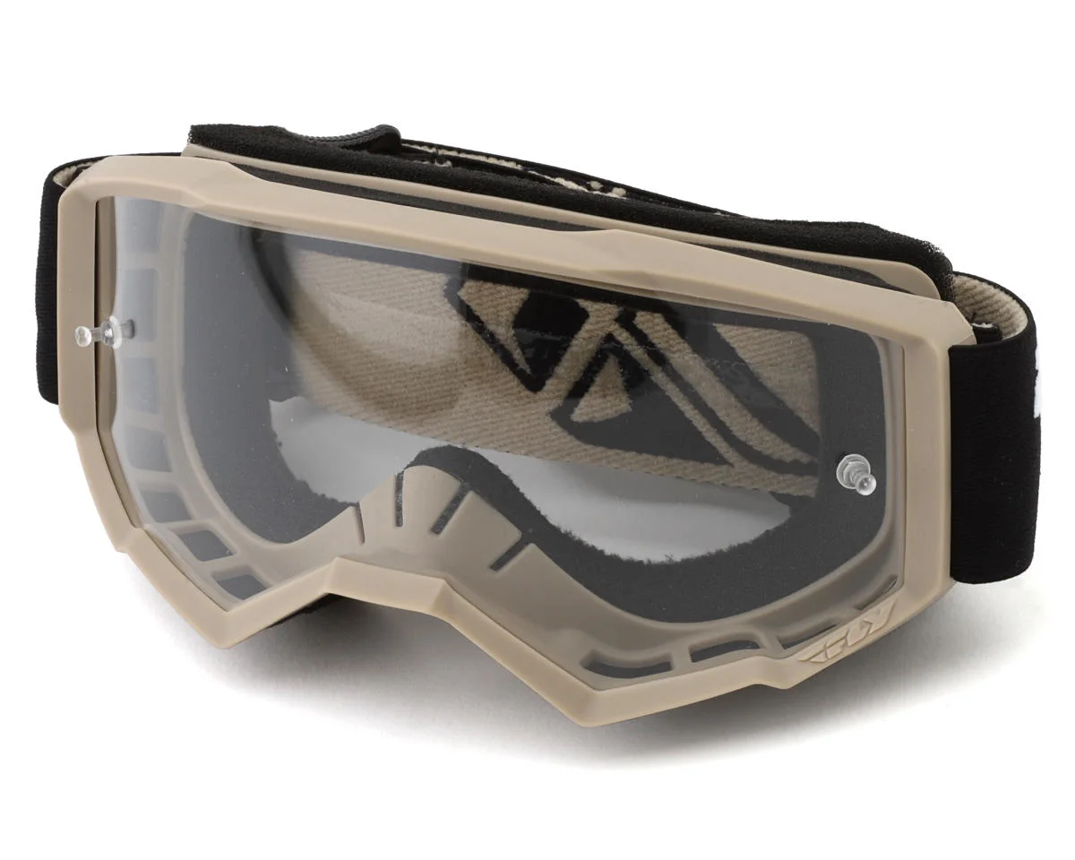 Fly Racing Youth Focus Goggles (Black/Khaki) (Clear Lens)